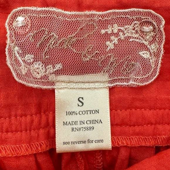 Nick & Mo Mini A-line Mini Skirt Coral & Ivory Embroidery Cotton Small Preppy - Picture 8 of 8